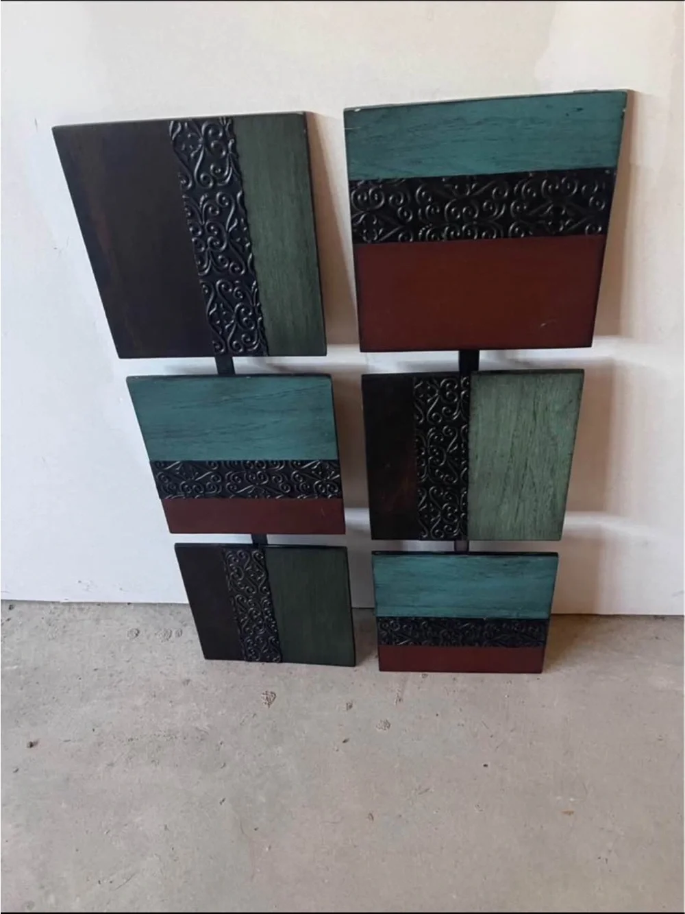 Modern Teal, Brown & Black Wall Art Panel Set